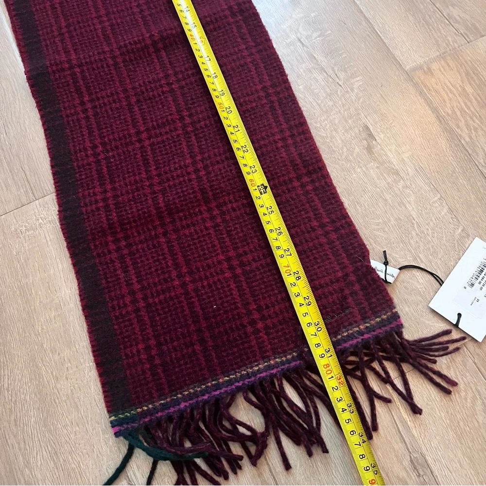 Paul Smith 100% Wool Scarf Wrap Striped Embroidered Signature Red - Holiday Gift